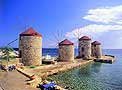 Windmills in Chios, Greece.