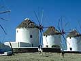 Windmills on Mykonos, the landmark of the cycladic island
