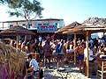 A beach bar of the famous Super Paradise beach, in Mykonos island, Greece
